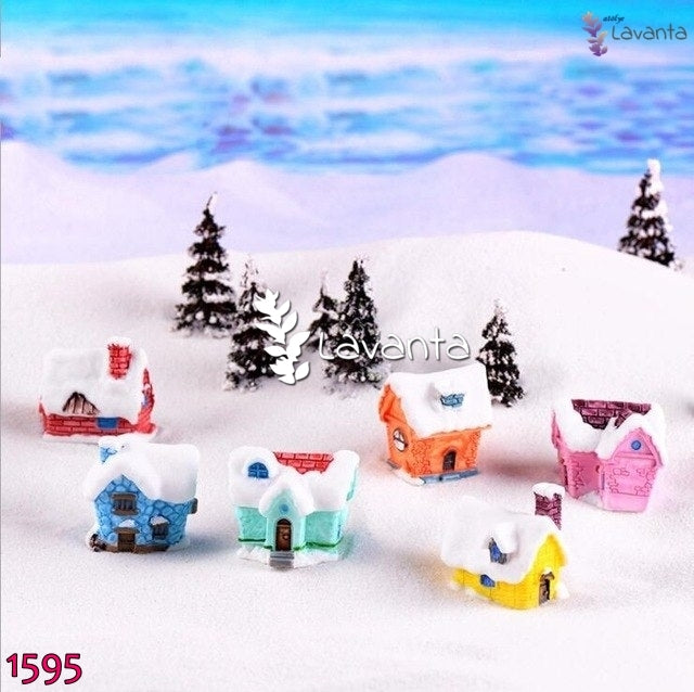 Teraryum Minyatür Karlı Evler Silikon Kalıbı
