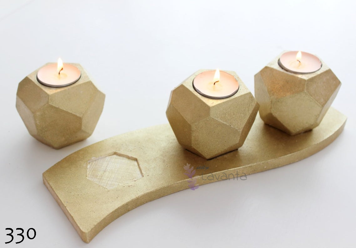 Geometrik Tabanlıklı Mumluk Silikon Kalıbı