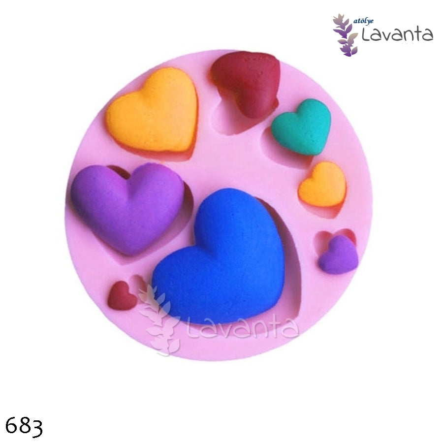 Sıralı Kalpler Silikon Kalıbı