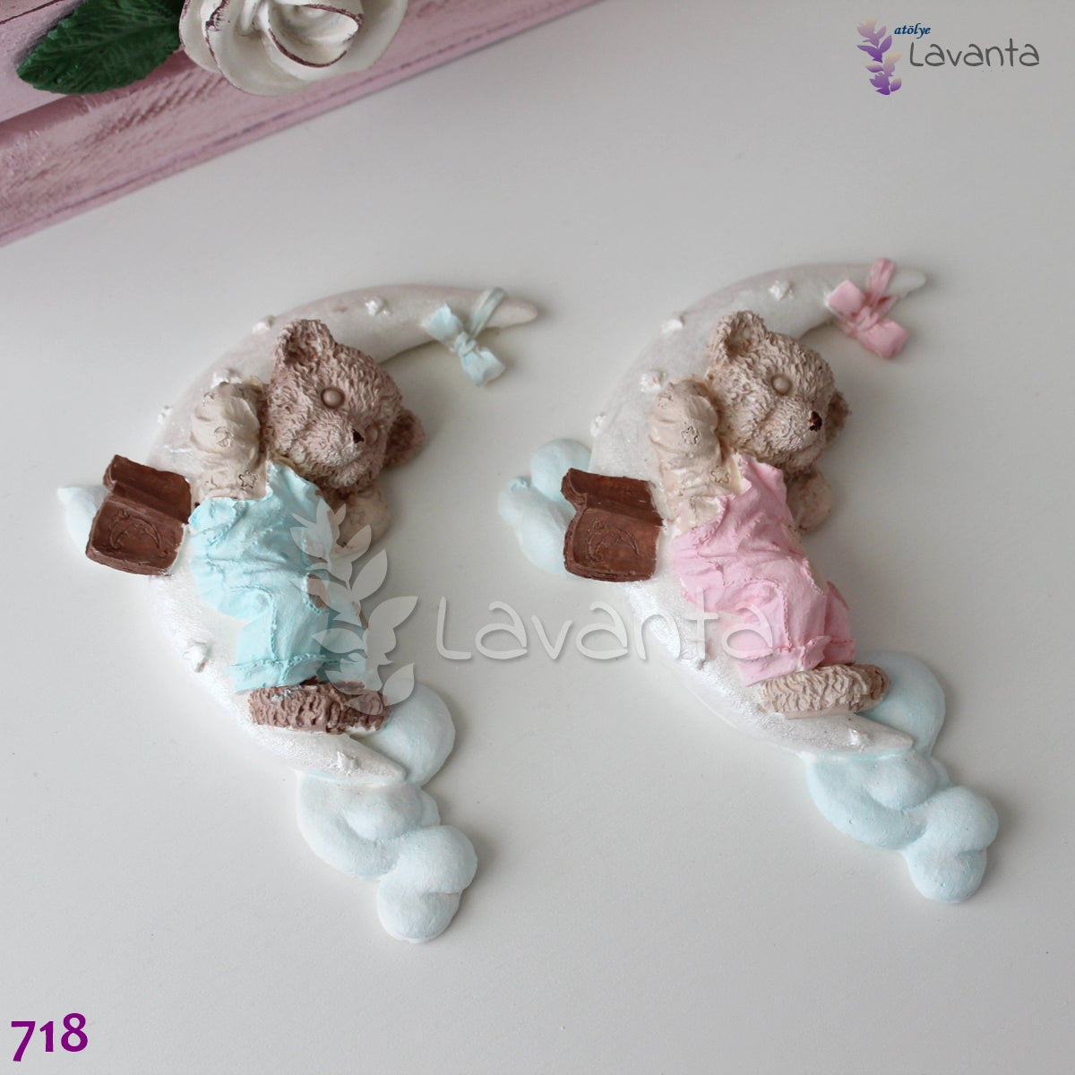 Ayda Yatan Kitaplı Ayıcık Silikon Kalıbı