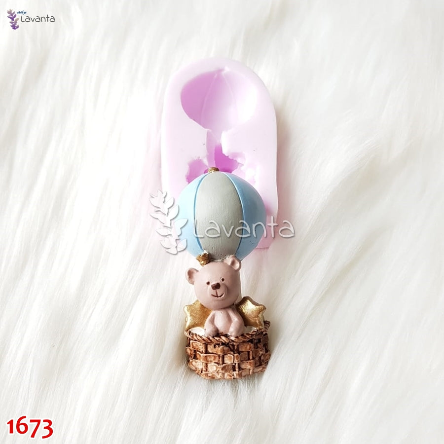 Ayıcıklı Uçan Balon Yıldız Kokulu Taş Pano Kalıbı