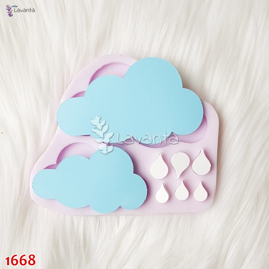 Bulutlar ve Damlalar Kokulu Taş Silikon Kalıbı