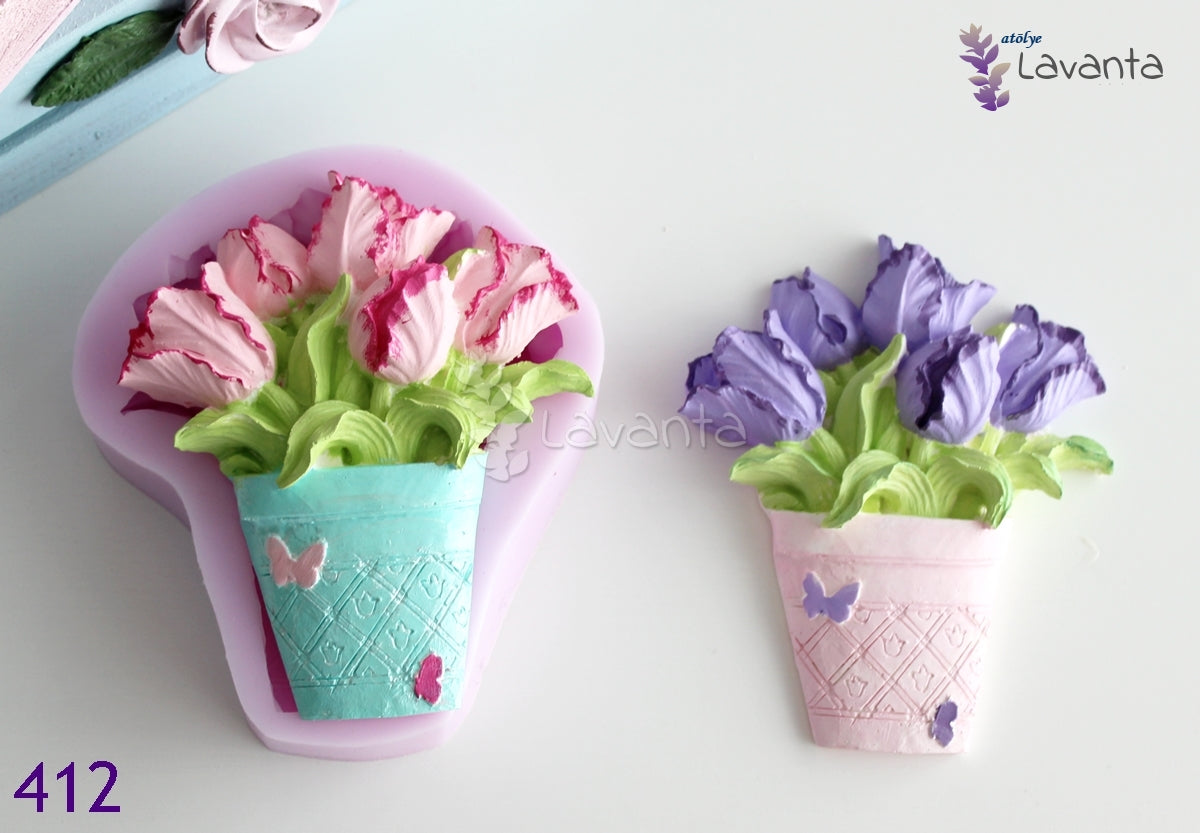 Saksıda Laleler Silikon Kalıbı