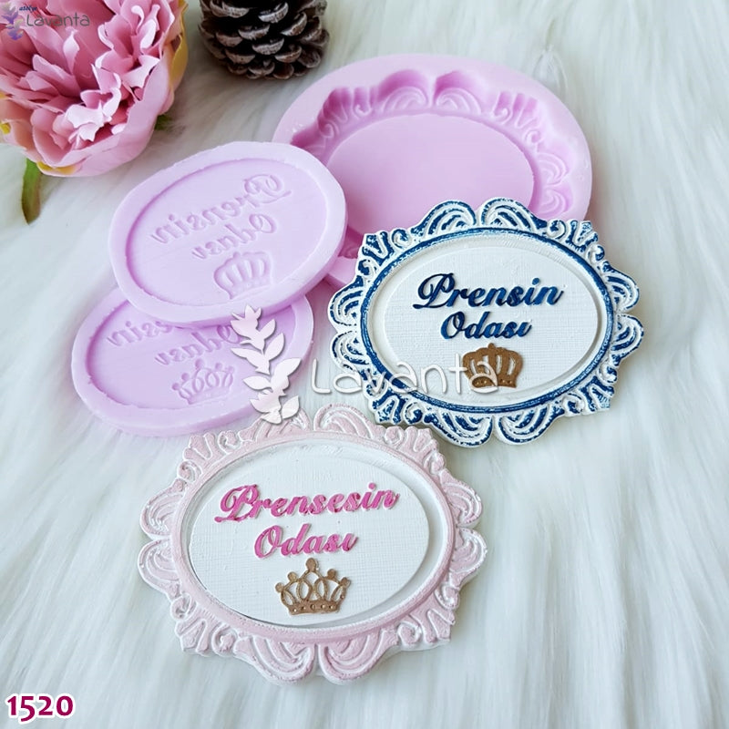 Dalgalı Oval Çerçeve ile Prenses ve Prens Etiket Silikon Kalıpları