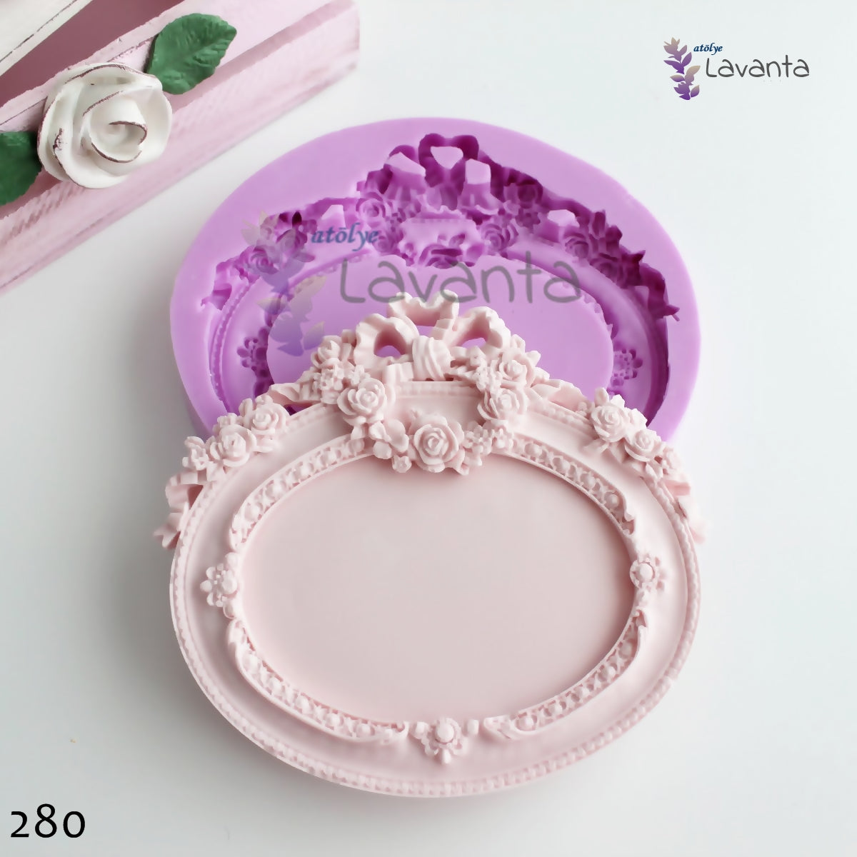 Fiyonklu Vintage Oval Çerçeve Silikon Kalıbı