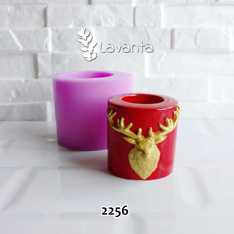 Geyikli Silindir Mumluk Silikon Kalıbı