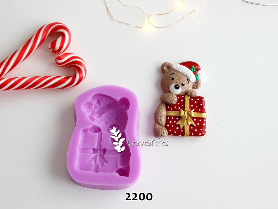 Hediye Paketli Ayıcık Silikon Kalıbı