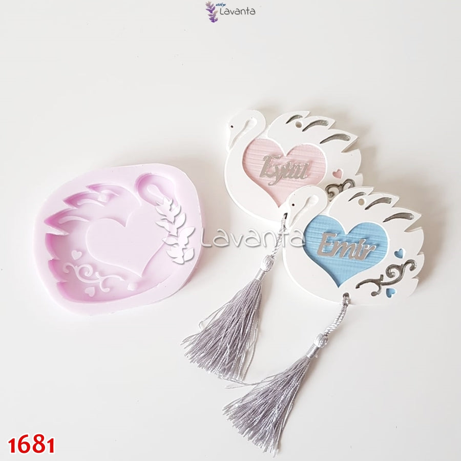 Kalp Detaylı Kuğu Tabanlık Kokulu Taş Kalıbı