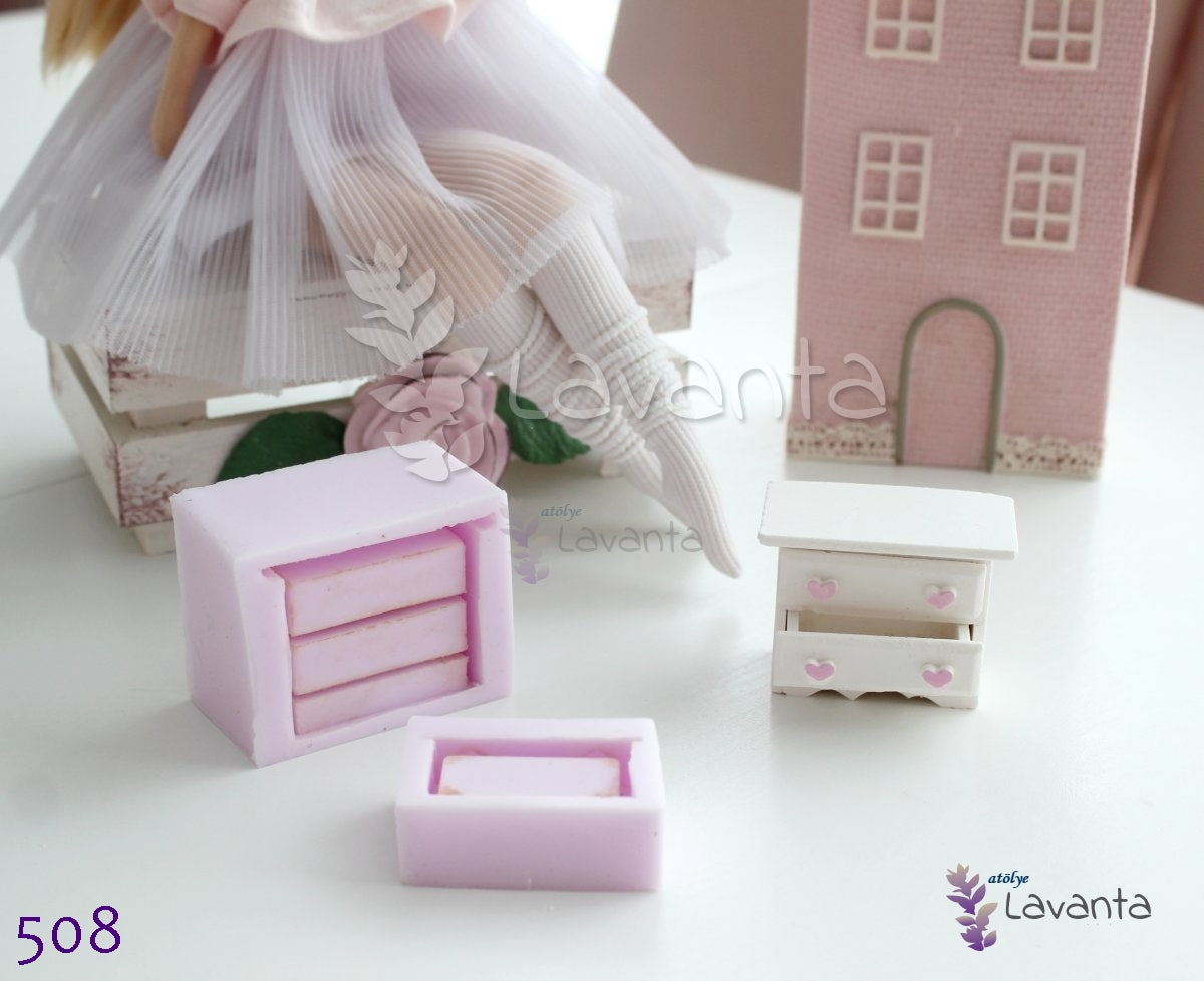 Kalp Çekmeceli Komidin Silikon Kalıbı