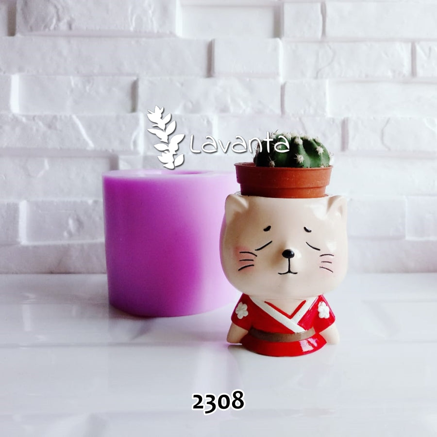 Kimonolu Kedi Saksı Kalıbı