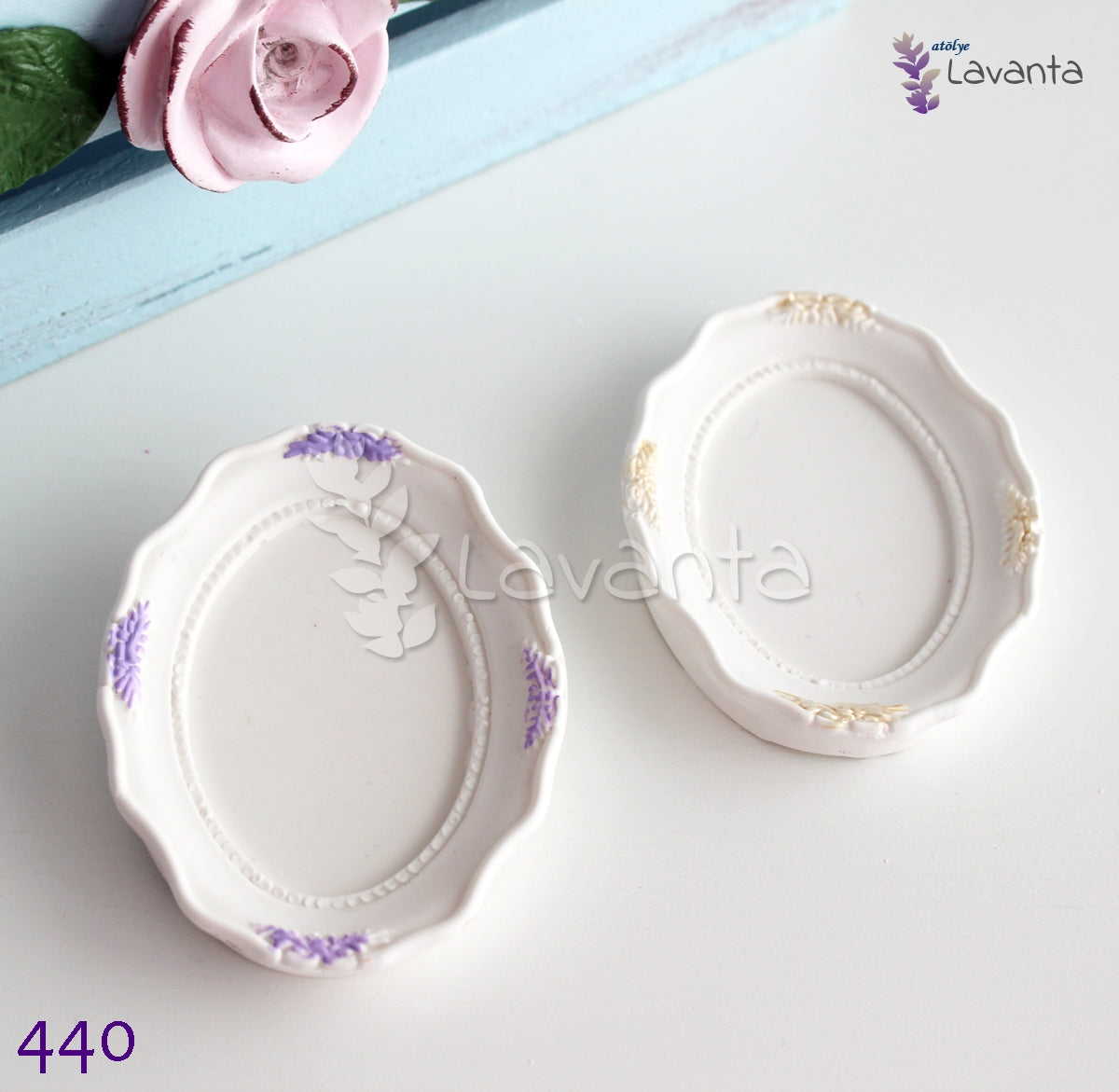 Lavanta Detaylı Elips Çerçeve Silikon Kalıbı