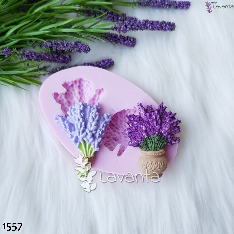 Lavanta ve Saksıda Lavanta Kokulu Taş Silikon Kalıbı