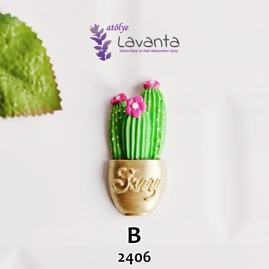 Magnetlik Saksıda Kaktüs Kalıbı