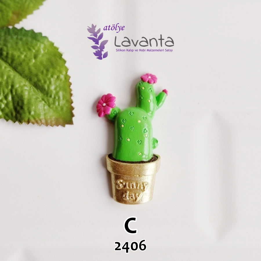 Magnetlik Saksıda Kaktüs Kalıbı