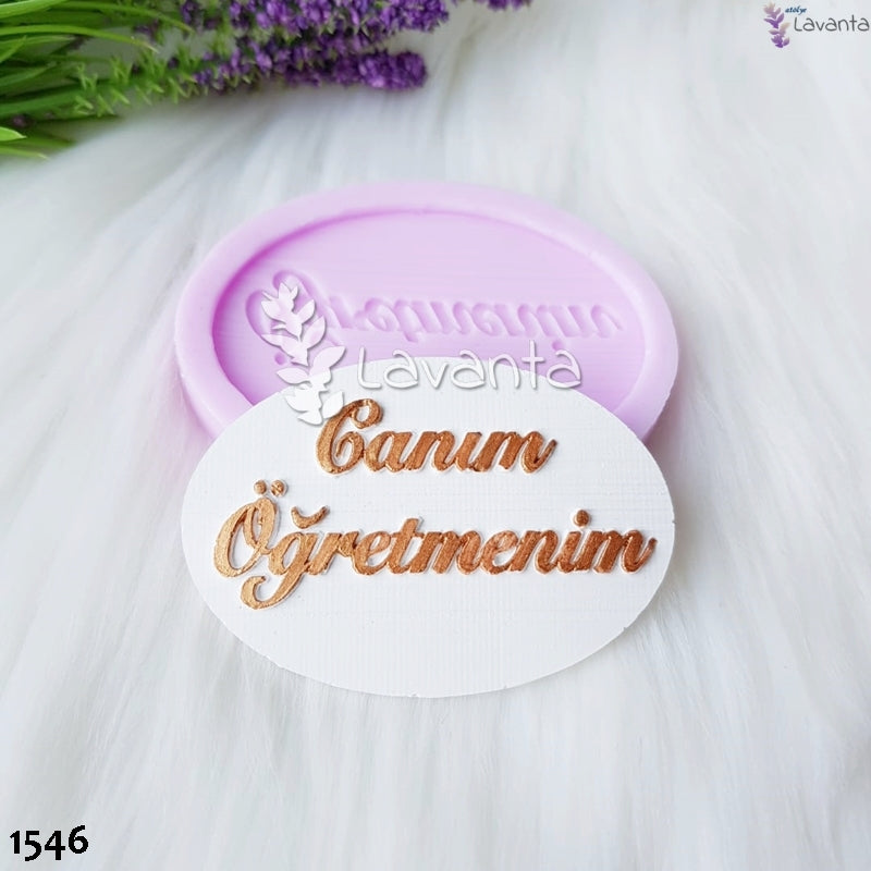Oval Canım Öğretmenim Etiketi Kokulu Taş Kalıbı
