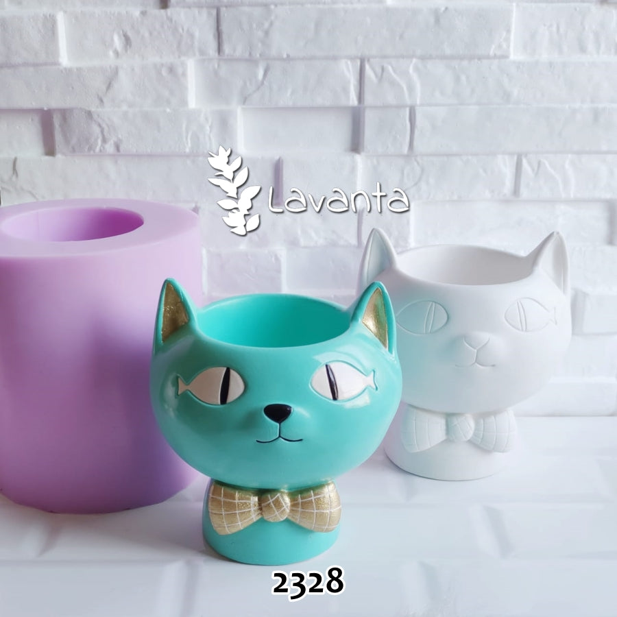 Papyonlu Kedi Saksı Kalıbı