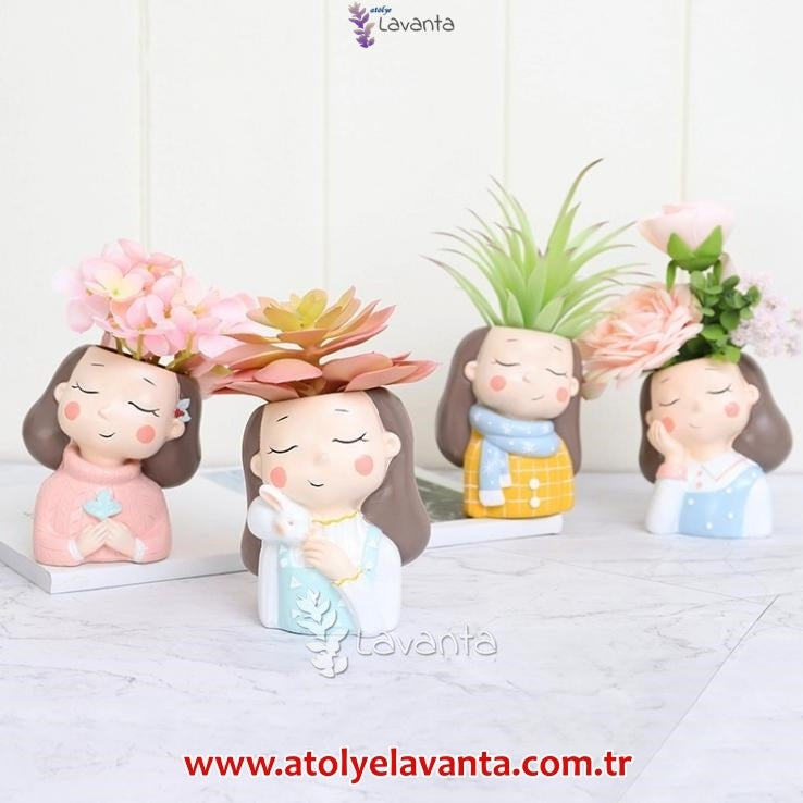 Mutlu Kızlar Saksı Seti Silikon Kalıpları