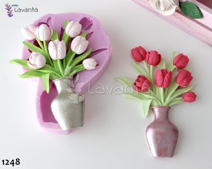 Vazoda Laleler Silikon Kalıbı