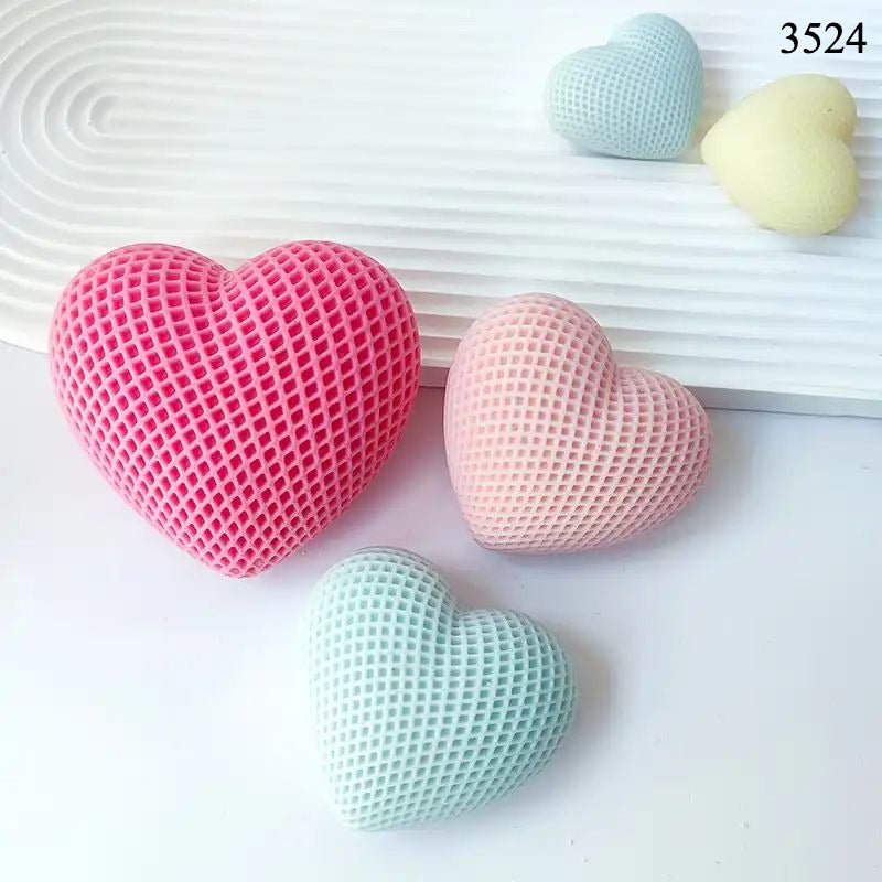 3'lü Kalp Mum Kalıbı Seti