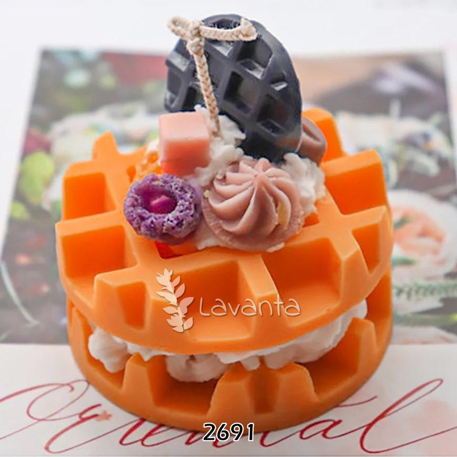 Büyük Yuvarlak Waffle Mum Kalıbı