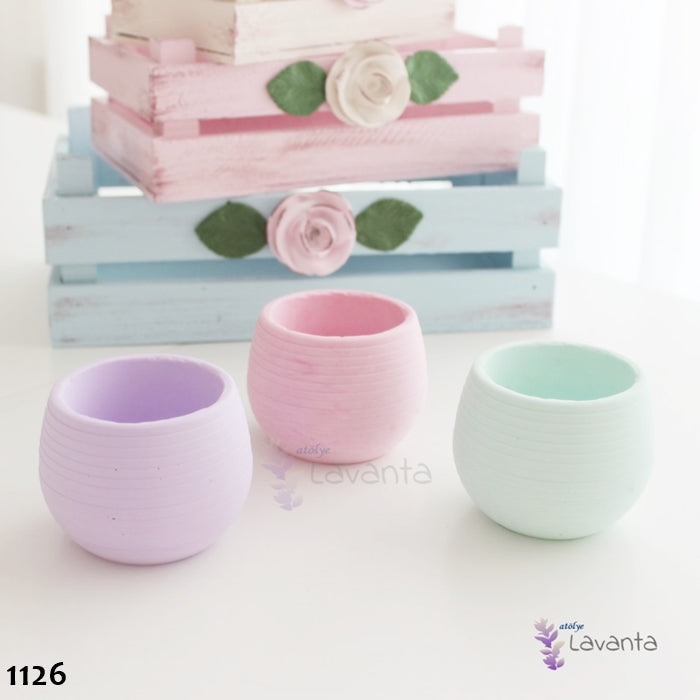 Çizgili Yuvarlak Saksı Silikon Kalıbı