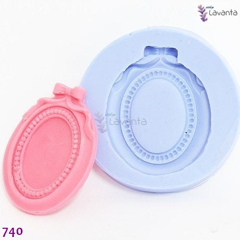 Fiyonklu Oval Çerçeve Silikon Kalıbı Mini Boy