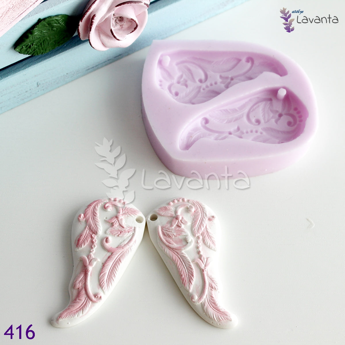 İşlemeli Melek Kanadı Kokulu Taş Kalıbı