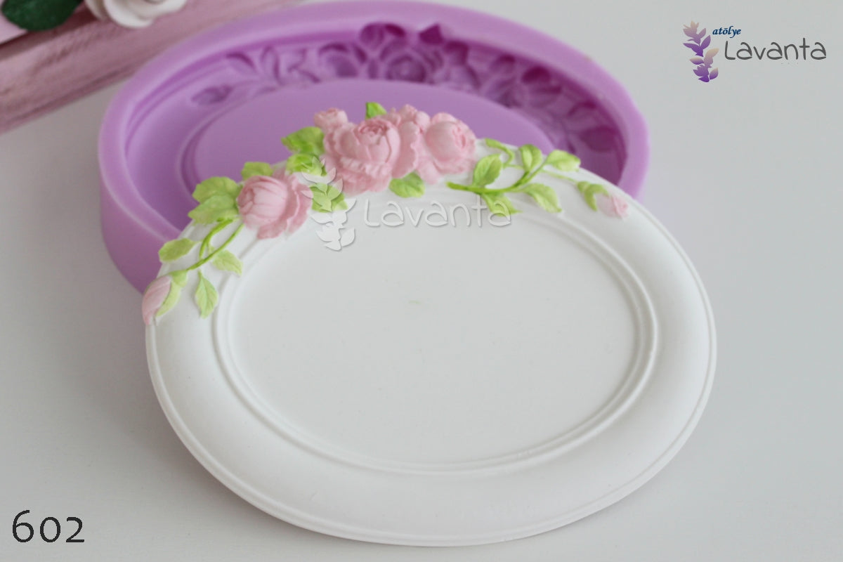 Güllü Oval Çerçeve Silikon Kalıbı