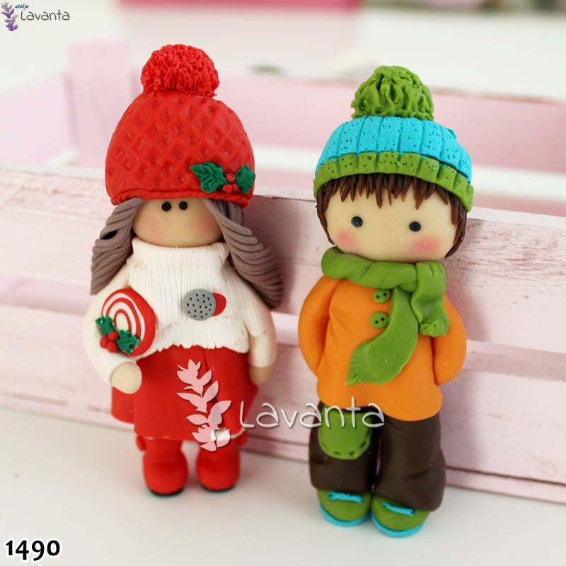 Şeker Kız ve Atkılı Çocuk Silikon Kalıpları