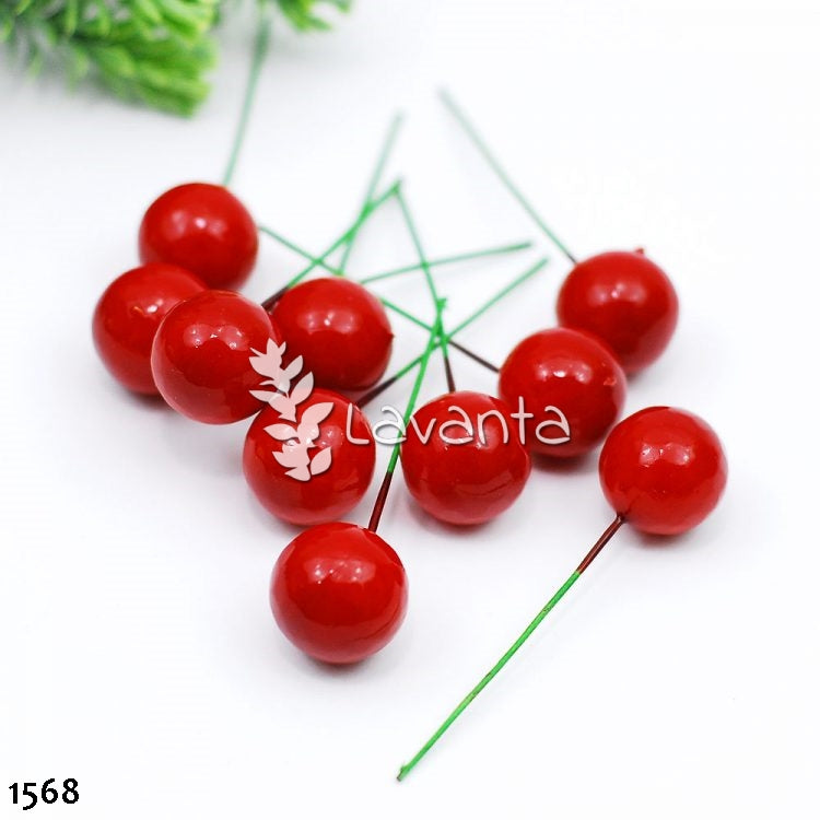 Yapay Yılbaşı Çiçeği Kırmızı Berry Holly