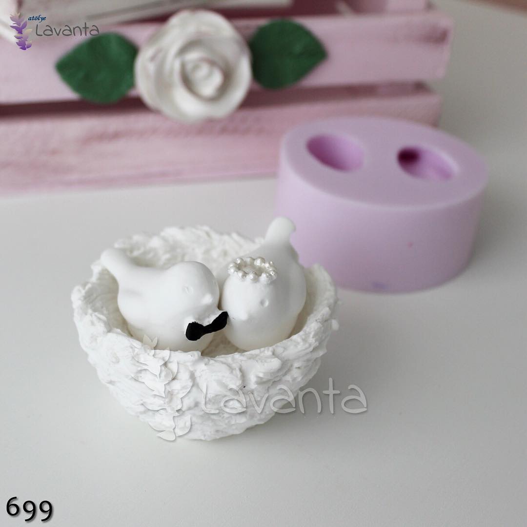 Yuvalı Gelin Damat Kuş Silikon Kalıbı