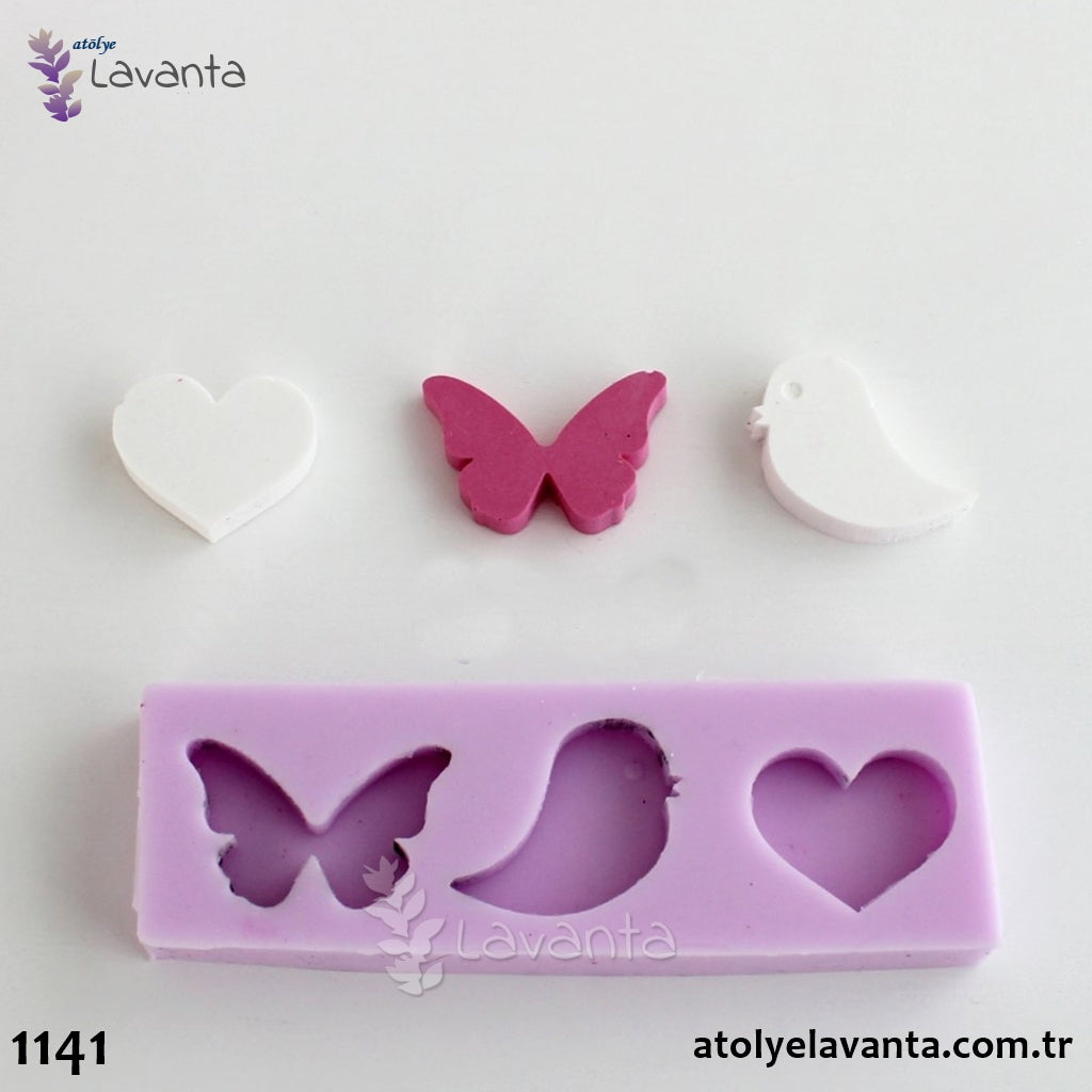 Kalp Kuş ve Kelebek Silikon Kalıbı