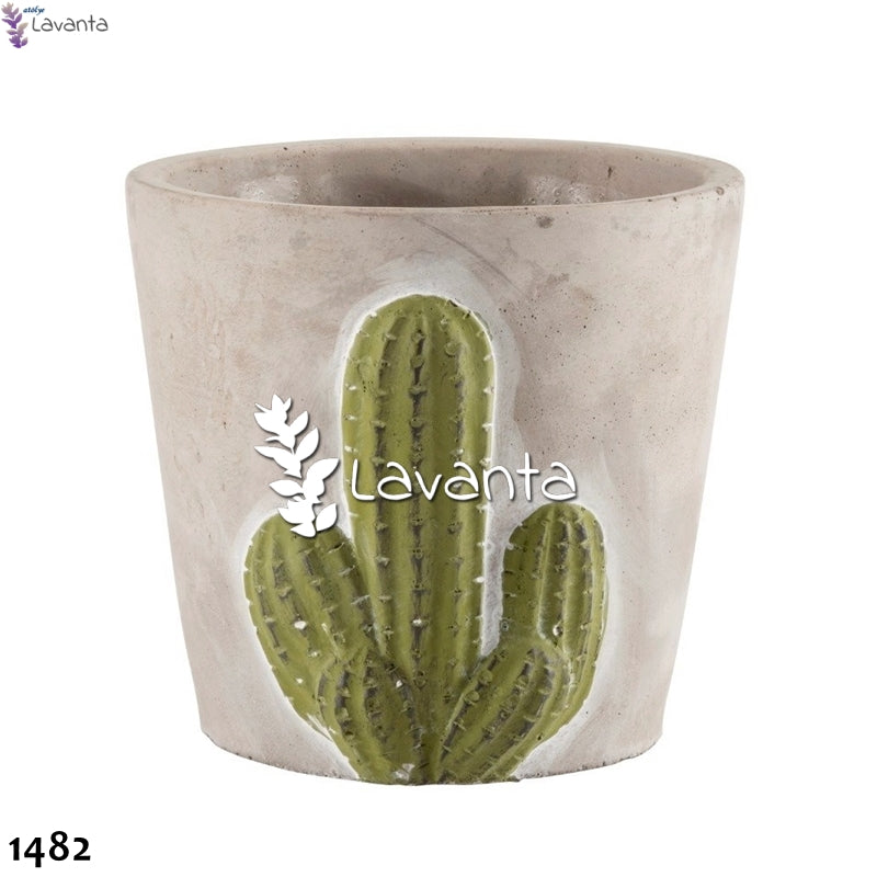 Kaktüs Motif Beton Saksı Silikon Kalıbı