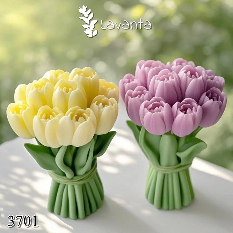 Lale Buketi Silikon Mum Kalıbı