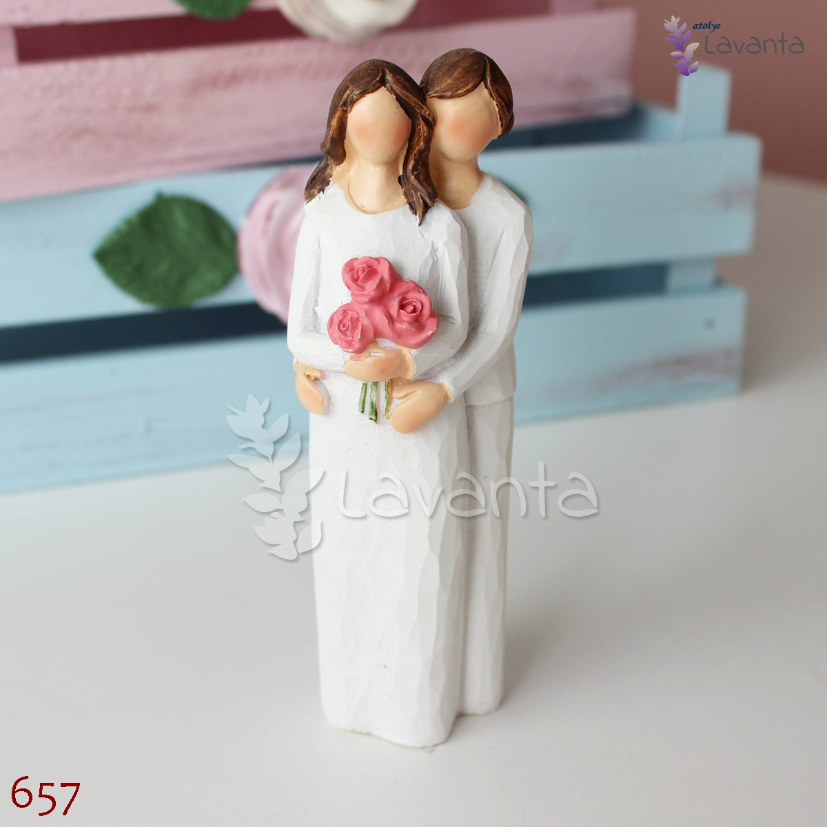 Güllü Sevgililer Biblo Silikon Kalıbı