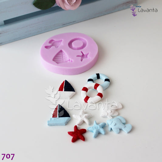 Dörtlü Deniz Temalı Kolaj Silikon Kalıbı