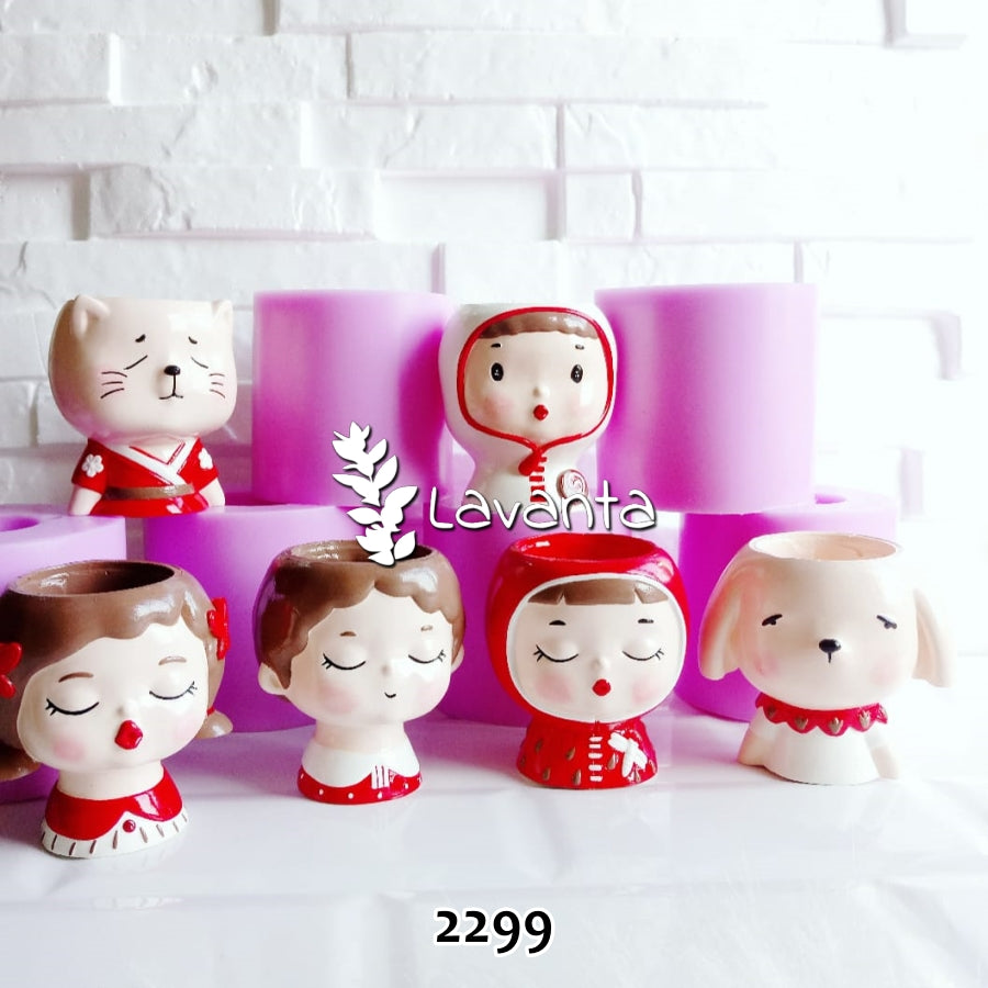 Altılı Sevimli Tontişler Saksı Seti Kalıpları