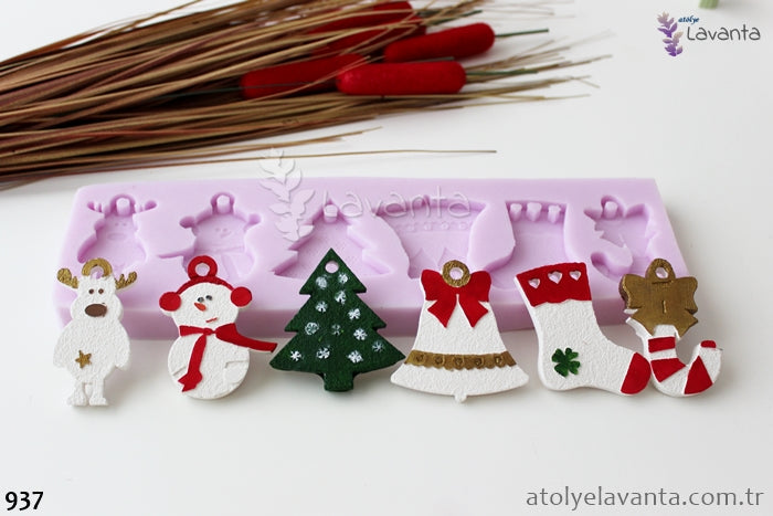 Altılı Yılbaşı Süsleri Silikon Kalıbı