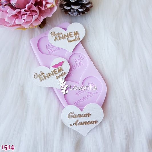 Anneler Günü Kalp Etiket Silikon Kalıpları