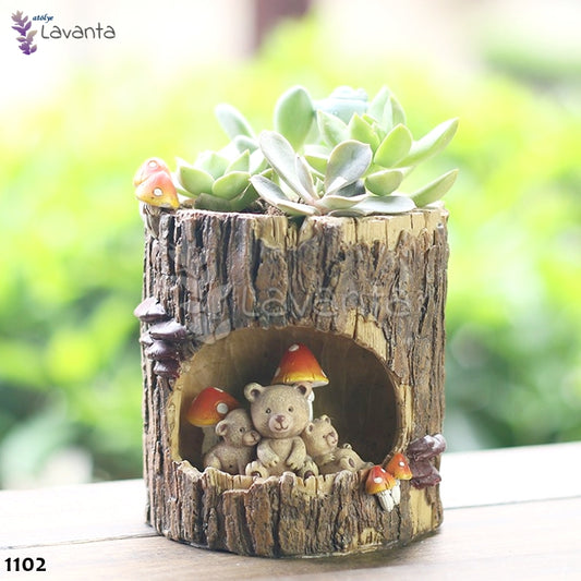 Ayıcıklı Kütük Saksı Silikon Kalıbı