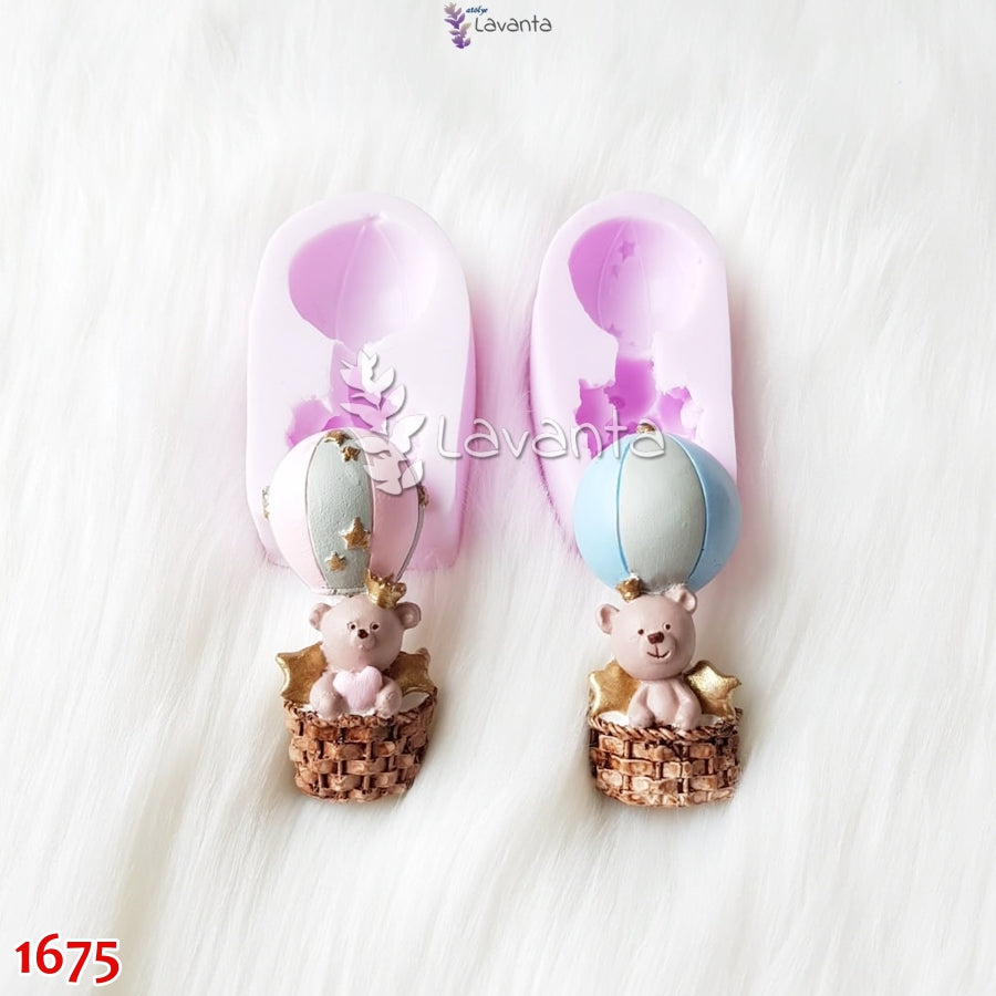 Ayıcıklı Uçan Balon İkili Set Kokulu Taş Pano Kalıbı