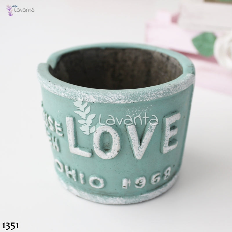 Yuvarlak Love Saksı Silikon Kalıbı