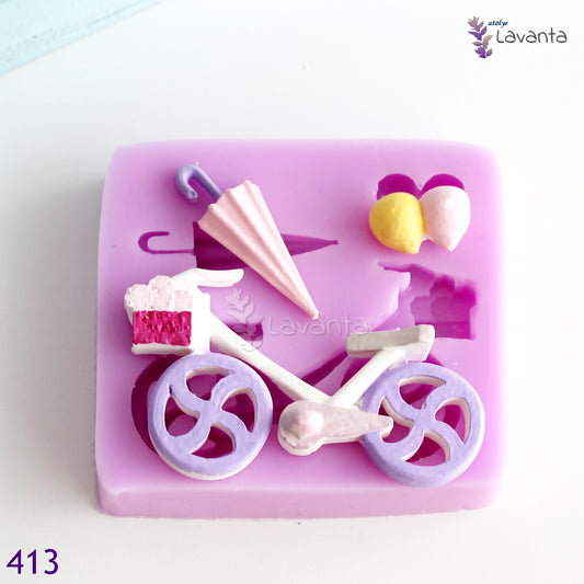 Bisiklet Şemsiye ve Balonlar Silikon Kalıbı