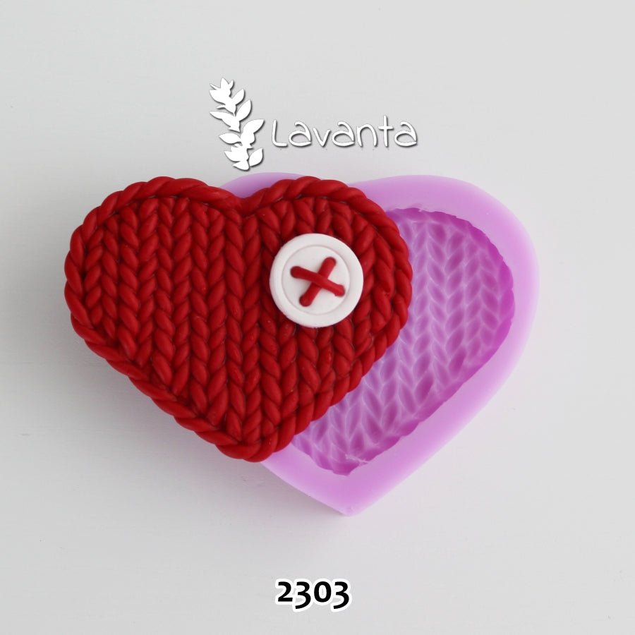 Büyük Örgülü Kalp Silikon Kalıbı