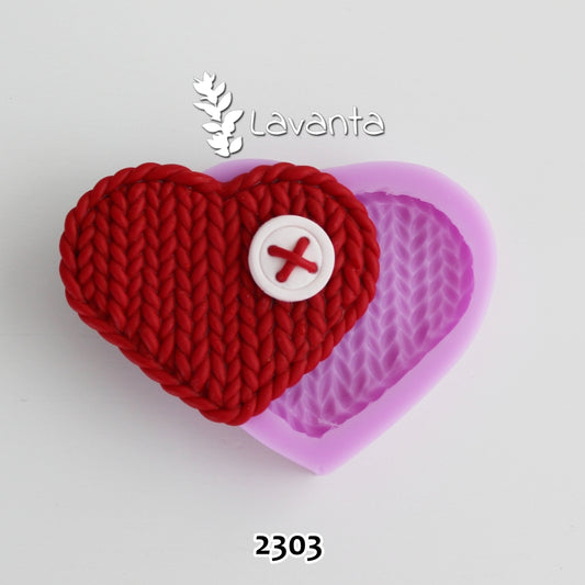 Büyük Örgülü Kalp Silikon Kalıbı