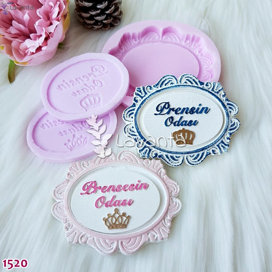 Dalgalı Oval Çerçeve ile Prenses ve Prens Etiket Silikon Kalıpları