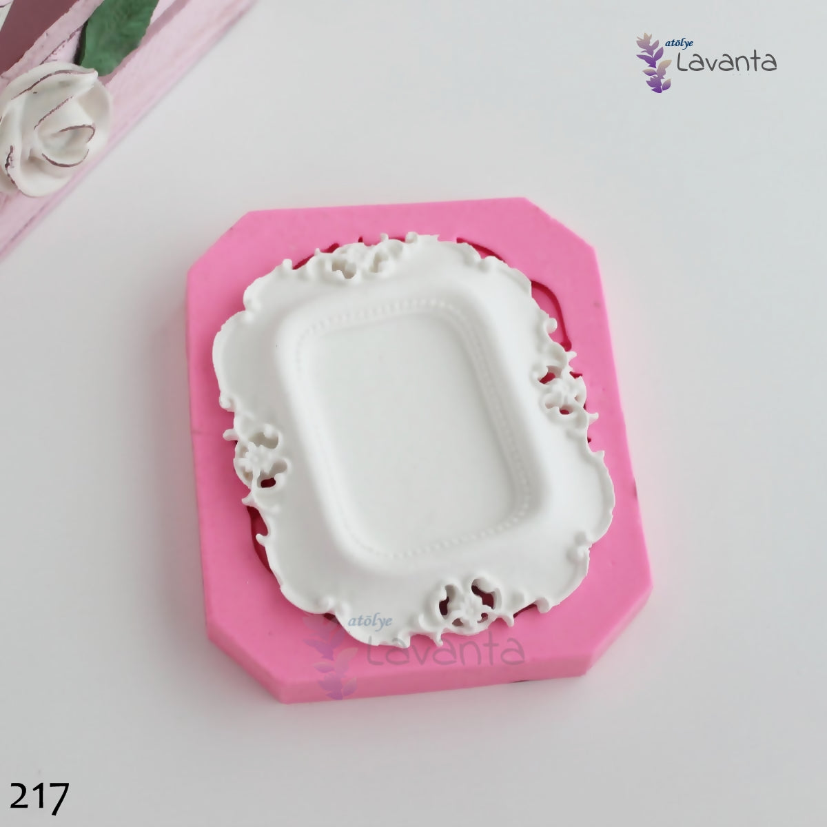 Dantel Detaylı Kare Çerçeve Silikon Kalıbı