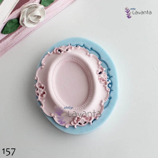 Dantel Detaylı Oval Çerçeve Silikon Kalıbı