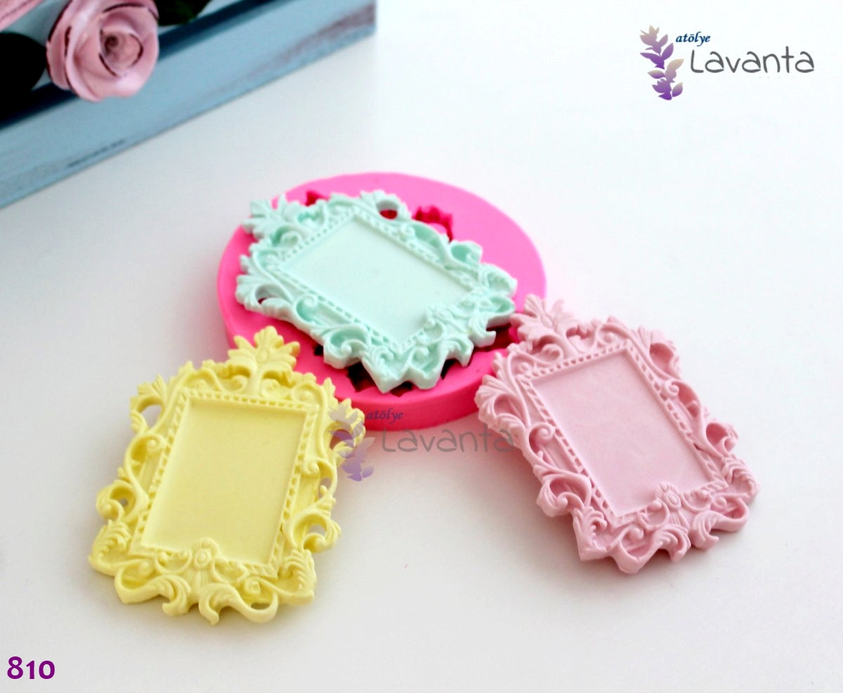 Desenli Dikdörtgen Çerçeve Silikon Kalıbı