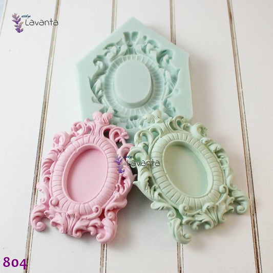 Desenli Oval Çerçeve Silikon Kalıbı